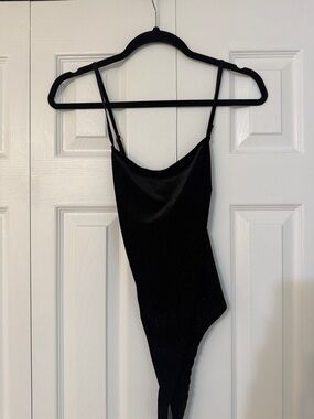 Lush Black Sparkle Velvet Bodysuit